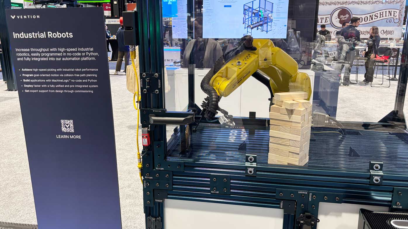 And Vention demoed its latest expansions, including newly announced partnerships with FANUC and Teradyne Robotics.