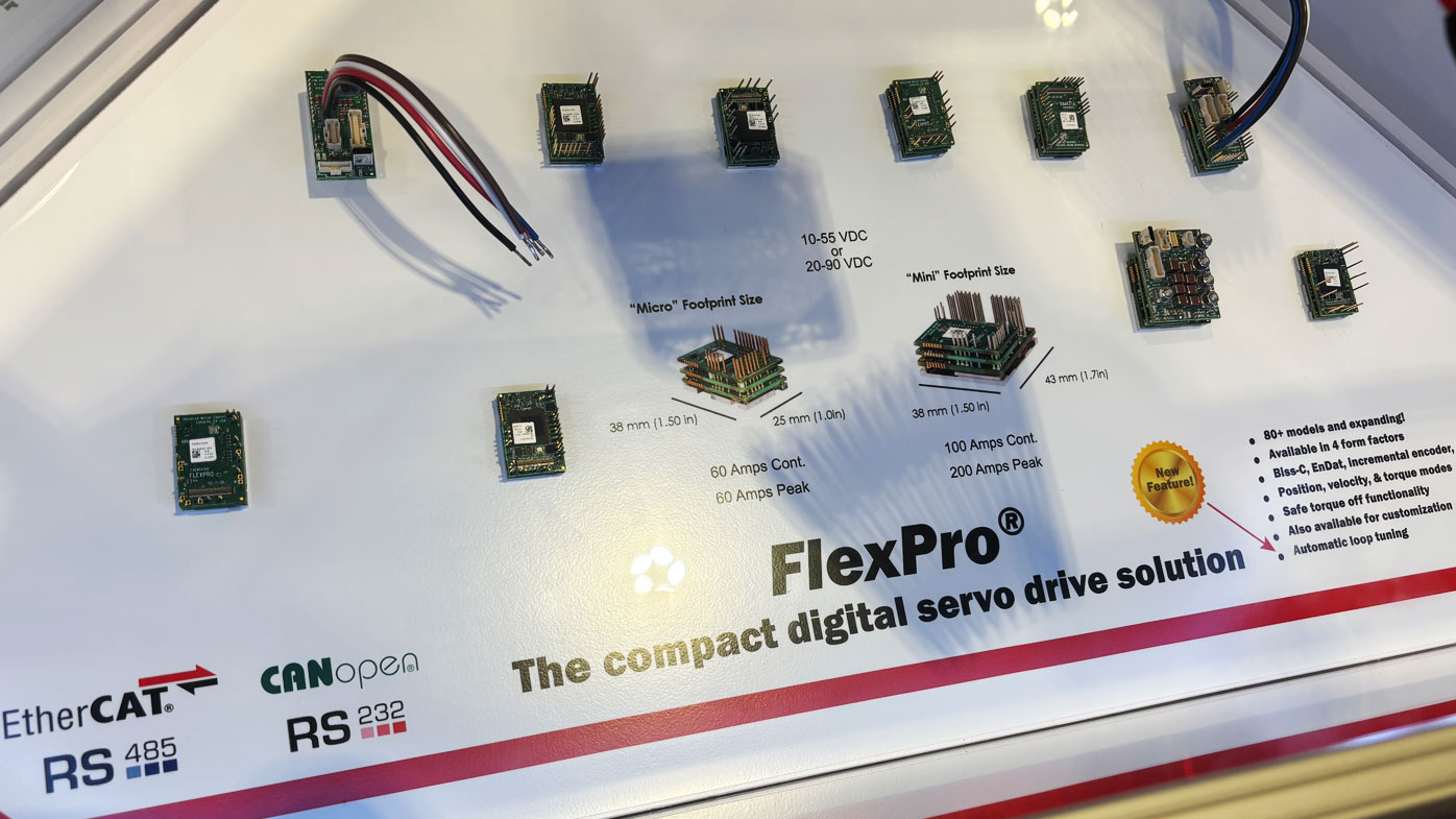 At ADVANCED Motion Controls, attendees viewed a demo of the company’s components in the motion control space and saw the FlexPro series of digital servo drives.