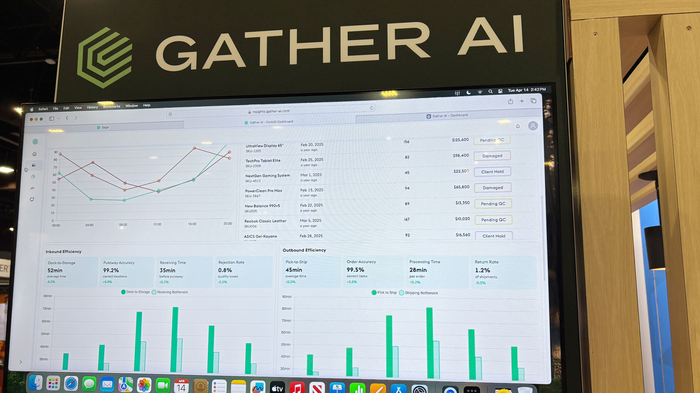 Gather AI demonstrated its AI-driven material handling equipment camera system.