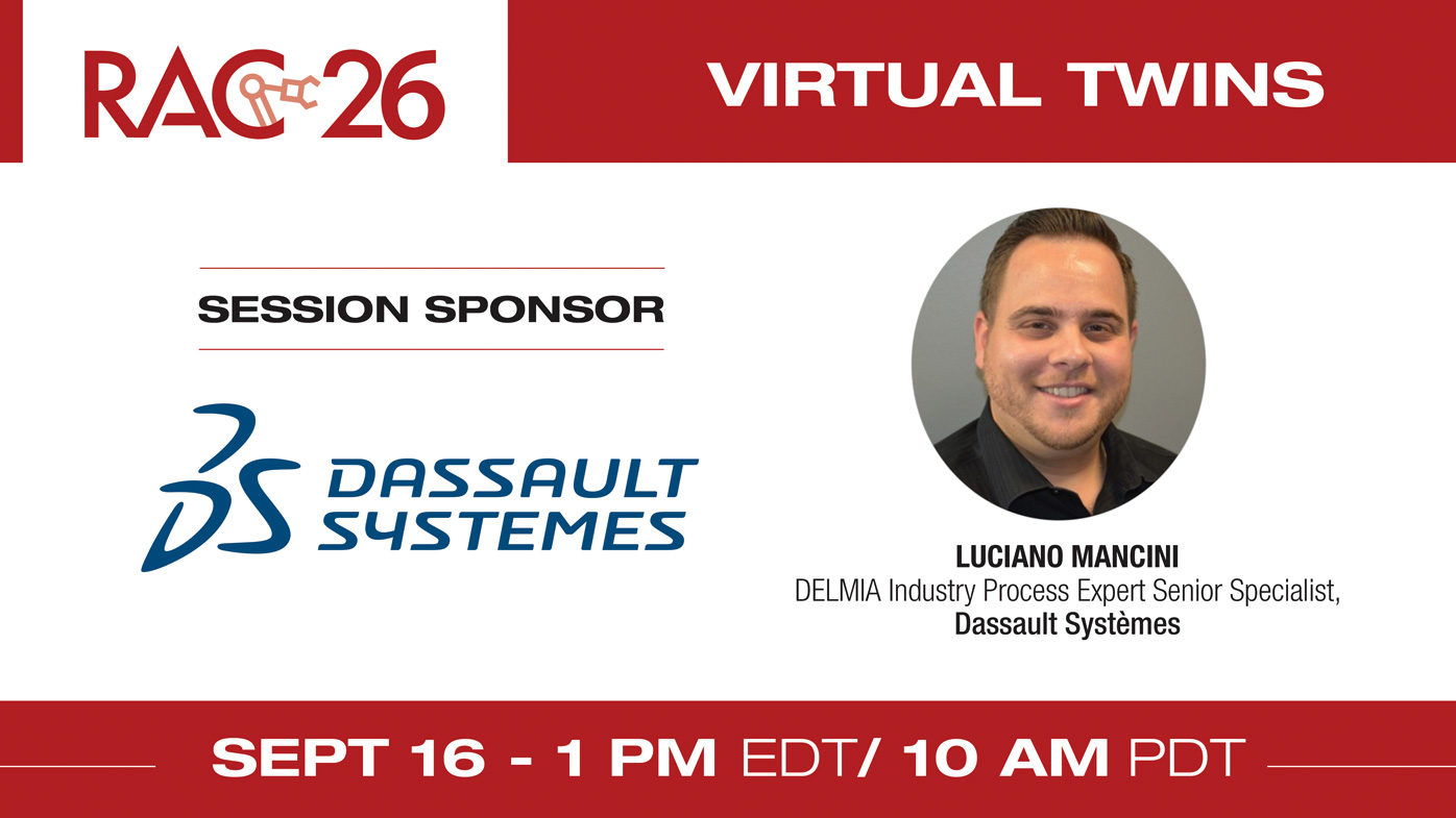 DATE: September 16, 2026
TIME: 01:00 PM EDT/ 10:00 AM PDT
Register for this session
Virtual twins of automotive and industrial equipment production lines are evolving with the integration of artificial intelligence. Built on the 3DEXPERIENCE platform with DELMIA, these digital models enable manufacturers to design, simulate, and validate robotic manufacturing systems within a connected, data-driven environment.
By establishing digital continuity across engineering, manufacturing, and quality, organizations can evaluate production strategies earlier, improve collaboration, and make more informed decisions before physical implementation.
Attendees will discover how AI enhances virtual twin capabilities through intelligent robot path planning, production system optimization, and real-time visualization.
The session will explore how these technologies help manufacturers identify potential process issues earlier, optimize robotic operations, and improve production consistency while supporting quality, safety, and operational efficiency across automotive and industrial equipment manufacturing environments.