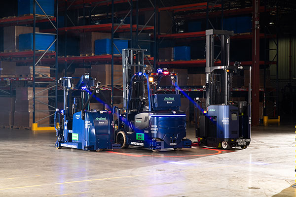 ArcBest’s autonomous mobile robot (AMR) forklifts and reach trucks are equipped with software, sensors, and cameras for both autonomous and remote operation.