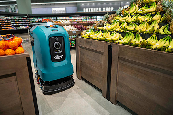 Tennant’s X4 ROVR purpose-buil AMR floor scrubber powered by Brain Corp’s BrainOS platform is designed to operate across numerous commercial environments.