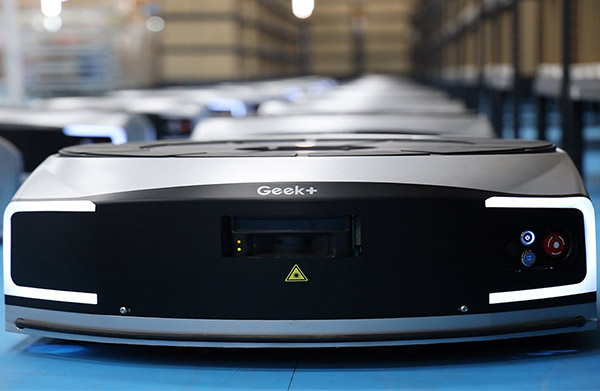 Geek+ is supplying its AMRs worldwide, such as this one in Hong Kong.