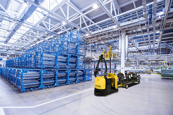 Hyster robotic tow tractor in automotive manufacturing