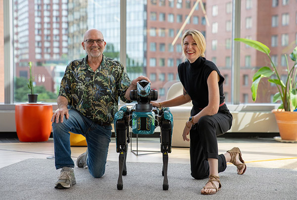 Boston Dynamics' Marc Raibert (left) with new AI Institute research team leader Kate Darling (right).