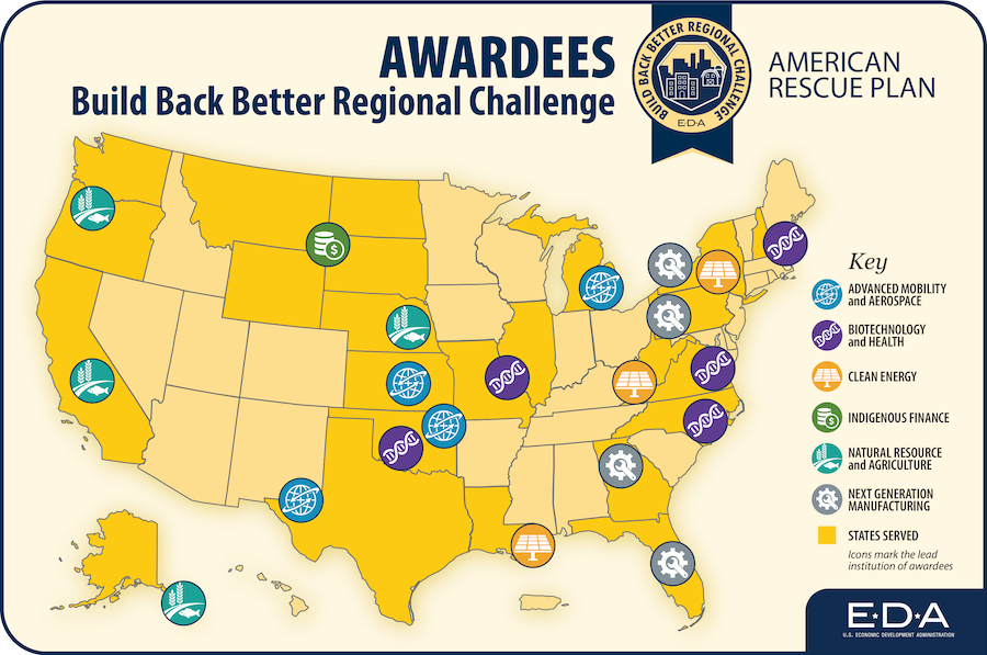 EDA Build Back Better Regional Challenge Awardees