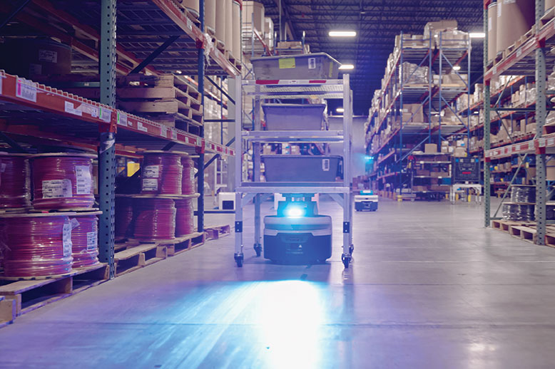 Gaining throughput and space with mobile robots