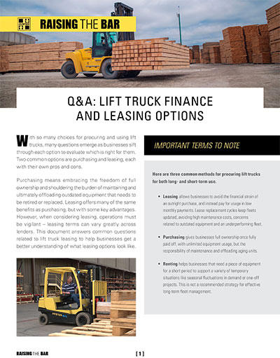 Q&A: Lift truck financing and leasing options