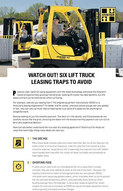 Six common lift truck leasing traps and how to avoid them