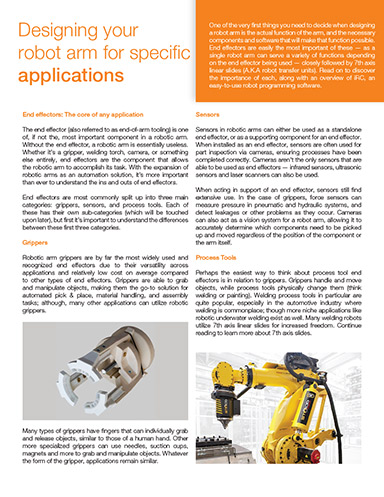 Designing Your Robot Arm for Specific Applications