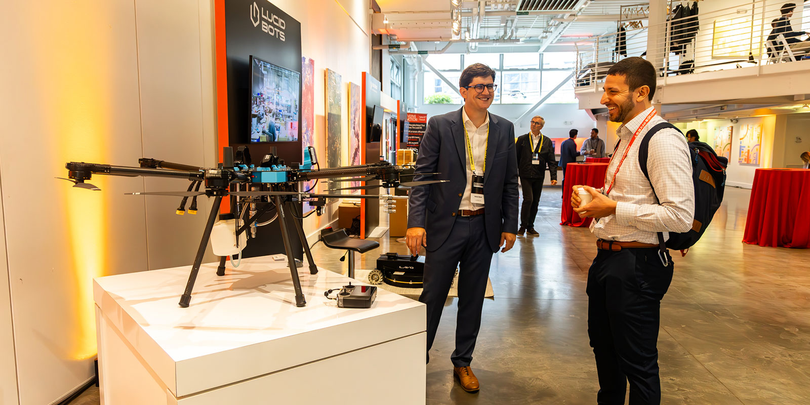 Robert Blank, Lucid Bots head of product and growth, describes the company’s power washing drones and AMRs. 
Photo by Donald Halsing | Peerless Media