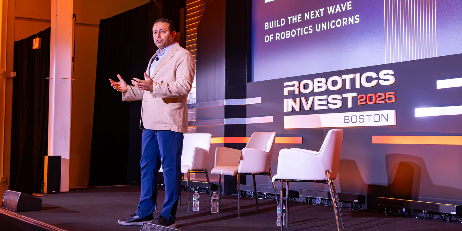 Fady Saad, Cybernetix Ventures co-founder & general partner, welcomed attendees to Robotics Invest 2025. “It’s amazing to see that robotics is now becoming mainstream.” 
Saad made a few announcements during his opening remarks, including that Cybernetix launched its second funding round totaling $100 million, a partnership with the Pittsburgh Robotics Network, and welcomed two new partners - Kajima Corporation and Analog Devices - into the Cybernetix Collective.
Photo by Donald Halsing | Peerless Media