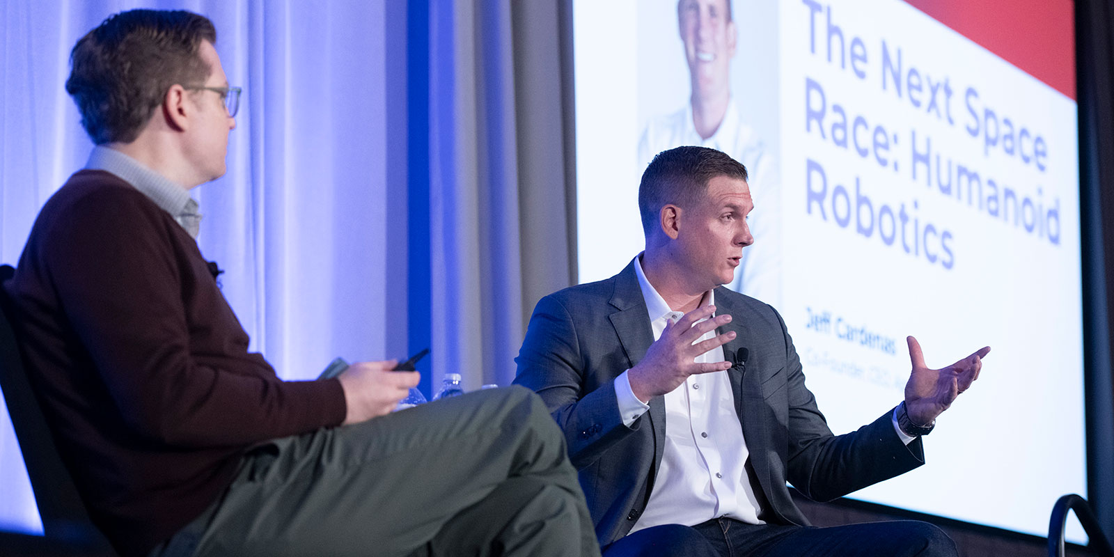 Jeff Cardenas, co-founder and CEO of Apptronik, spoke during a session at the 2025 Humanoid Forum titled “The Next Space Race: Humanoid Robotics.”