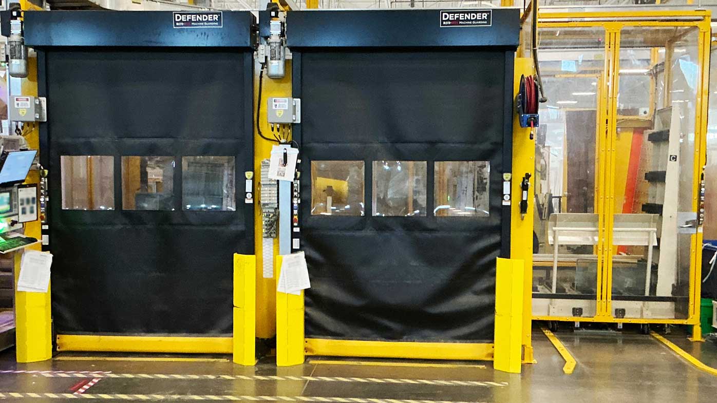 Engineered for today’s manufacturing environments, Rite-Hite’s Defender protects workers from hazardous motion while safeguarding equipment and automated processes. It’s a high-speed, high-cycle automated door that separates machine operators and manufacturing processes while maintaining visibility. Its compact roll-up design leaves a minimal footprint, making it ideal for space-constrained manufacturing cells. Defender is an effective safeguarding device for robotic welding cells, material handling, automated assembly, palletizing/packaging machinery and other applications that require electronic safeguarding devices. It protects against fumes, sparks, smoke, mist, flying debris, excess noise and other common manufacturing process byproducts. As robotics and automation systems adoption grows, Defender meets demands for more comprehensive machine guarding to help protect people, equipment and processes. Defender features a durable curtain material that resists a wide array of application-driven hazards, along with an optional variable frequency drive to control curtain speed. Its quick-disconnect cables allow for easier installation and integration than comparable barrier doors. Rite-Hite,
ritehite.com/en/am, Booth 531