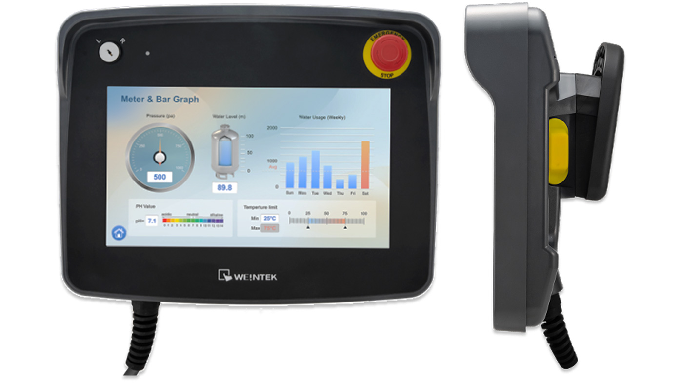 Weintek USA highlights the cMT3106XM, a 10.1" handheld HMI engineered to bring mobility, safety, and seamless integration directly to the factory floor. Designed for real-world industrial environments, the cMT3106XM allows operators to move freely within a 6, 10 or 20-meter cable range, maintaining full control of their system without being tied to a fixed panel. This flexibility is especially valuable in large facilities or multi-station production lines, where visibility and access are critical. Operators can monitor performance, make real-time adjustments and respond instantly to changes - reducing downtime and streamlining workflows. An ergonomic rear grip enhances comfort during extended use, supporting operator efficiency throughout the day. Three integrated safety switches provide layered protection and peace of mind. The Key Switch ensures only authorized personnel can operate the unit. The Emergency Stop Switch allows immediate shutdown in critical situations. And the 3-Position Enable Switch prevents unintended operation from accidental contact. Weintek USA, weintekusa.com, Booth 2073