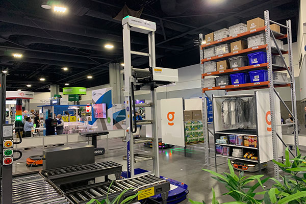 GreyOrange demonstrated its GreyMatter fulfillment platform on a robot from Hai Robotics.