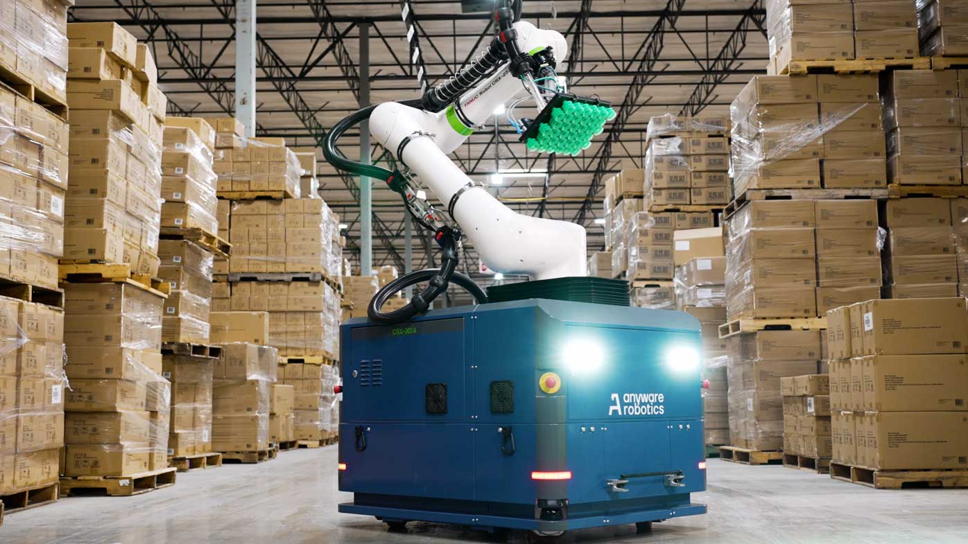 Pixmo is a multi-purpose mobile robot powered by AnywareOS, a physical AI designed for unstructured industrial environments. Container and trailer unloading remain among the most injury-prone and hardest-to-staff roles in the warehouse, yet less than 1% of operations are automated. Pixmo is a mobile robot that combines an autonomous mobile base, a six-axis robotic arm, integrated perception and a vacuum gripper to autonomously unload containers and trailers without fixed infrastructure. Powered by AnywareOS, Pixmo’s physical AI trained on thousands of hours of real-world data, the system understands spatial relationships, box characteristics and environmental constraints inside real-world trailers. It adapts to shifting loads, mixed SKUs, irregular cartons and day-to-day variability. Customers deploying Pixmo have reported up to 60% reduction in receiving dock labor costs, with return on investment within 18 months. The system is available via direct purchase or RaaS. Anyware Robotics, anyware-robotics.com, Booth C11567