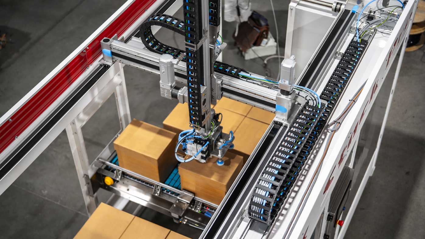 Festo will showcase its FPaKit Palletizer-in-a-Box, which is designed for machine builders and system integrators serving distribution, fulfillment and warehouse operations. The pre-engineered gantry palletizing kit combines mechanics, controls and software into a foundation that speeds deployment while delivering higher payloads, full workspace coverage and industrial-grade reliability. System integrators and machine builders can select an FPaKit by load capacity: 44 lb (20 kg) for the LW2x kit, 66 lb (30 kg) for the LW3x kit, and up to 110 lb (50 kg) for the MW4x customized kit. Festo palletizing software features an easy-to-use web browser interface (Chrome, Edge, or Firefox) that doesn't require programming knowledge. A one-click function supports fast adjustments to changing pack patterns. In addition to FPaKit, Festo will highlight its portfolio of electric and pneumatic components for intralogistics motion automation, supporting pushing and sorting, gripping and picking, and lifting and conveying applications across modern warehouse environments. Festo, festo.com, Booth B9127