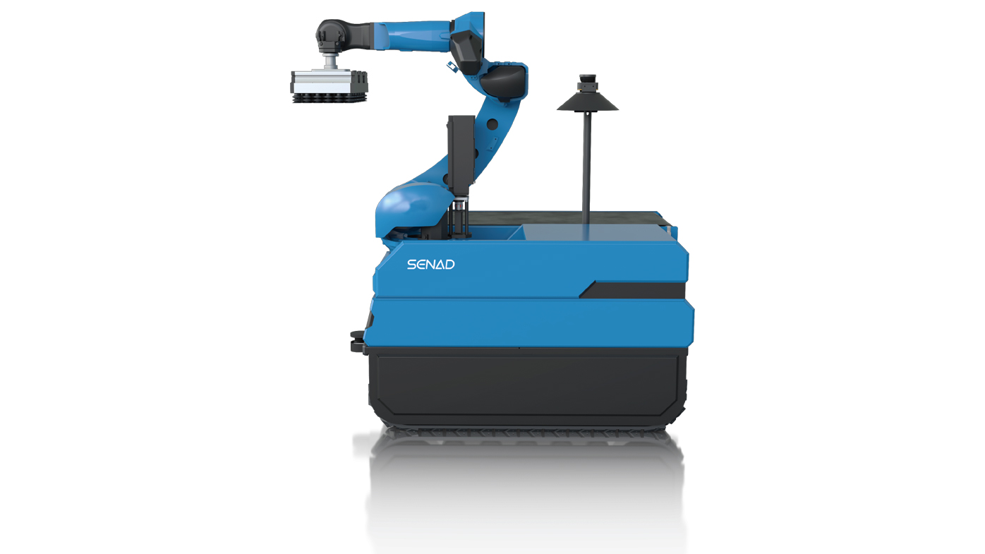 The iLoabot-M is an advanced autonomous robot powered by AI, equipped with 3D vision, lidar and SLAM-based navigation. It autonomously handles loading and unloading of cartons up to 176 pounds (80 kg), navigating complex environments with ease. Its versatile tracked chassis ensures reliable performance in complex environments, and with installation completed in under one week, no platform modifications are required. Senad Robot, senadvision.com, Booth A1572
