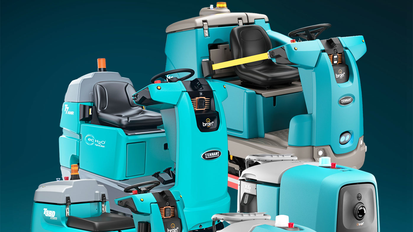 At the core of Tennant Company’s AMR lineup are three ride-on robotic scrubbers: the T7AMR, T380AMR and T16AMR. These machines are powered by advanced vision-based AI technology and offer dependable, repeatable cleaning results in busy, dynamic environments. The T7AMR, Tennant’s first autonomous scrubber, is built for large commercial spaces and remains a trusted choice for organizations seeking to automate routine cleaning with minimal operator oversight. The T380AMR robotic floor scrubber brings greater maneuverability, enabling effective cleaning in tight aisles and narrow spaces. The T16AMR robotic scrubber is engineered for large logistics, warehousing and manufacturing facilities requiring heavy-duty, high-capacity cleaning performance. Tennant expanded its autonomous lineup with the launch of its purpose-built ROVR platform, offering small to mid-size robotic scrubbing with the X4 ROVR, and the X6 ROVR mid-sized autonomous scrubber for larger and more complex spaces. Tennant Company, tennantco.com, Booth C12970