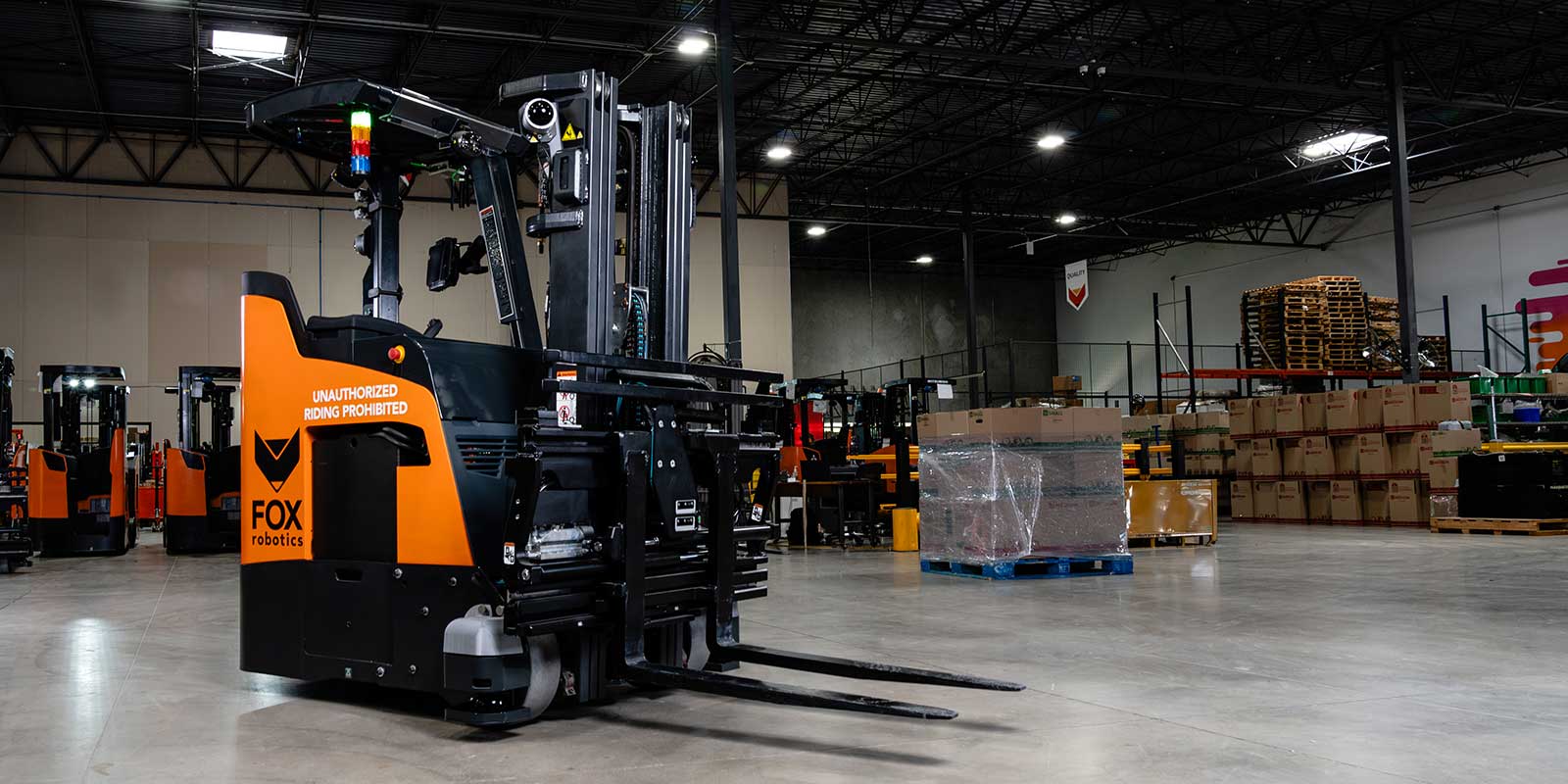 The new FoxBot MK3 autonomous trailer loader/unloader (ATL) forklift from Fox Robotics introduces autonomous trailer unloading, advanced warehouse navigation and expanded software integrations with warehouse systems and workflows. The FoxBot MK3 performs loading tasks, in addition to the unloading capabilities of the flagship product. The Fox development team enhanced the FoxBot ATL’s sensor suite to improve its ability to dynamically track and precisely interpret surroundings, ensuring safely in complex warehouse environments. MK3 also features a redesigned mast assembly to include an automated fork positioning system that allows the forklift to handle a greater variety of load types and configurations without needing to manually reposition the forks. MK3 includes expanded integrations with warehouse management systems and enterprise workflows such as loading onto conveyors. MK3 works with gravity-flow and powered AS/RS conveyors to automatically swap between conveyors when full. Fox Robotics, Booth N7963