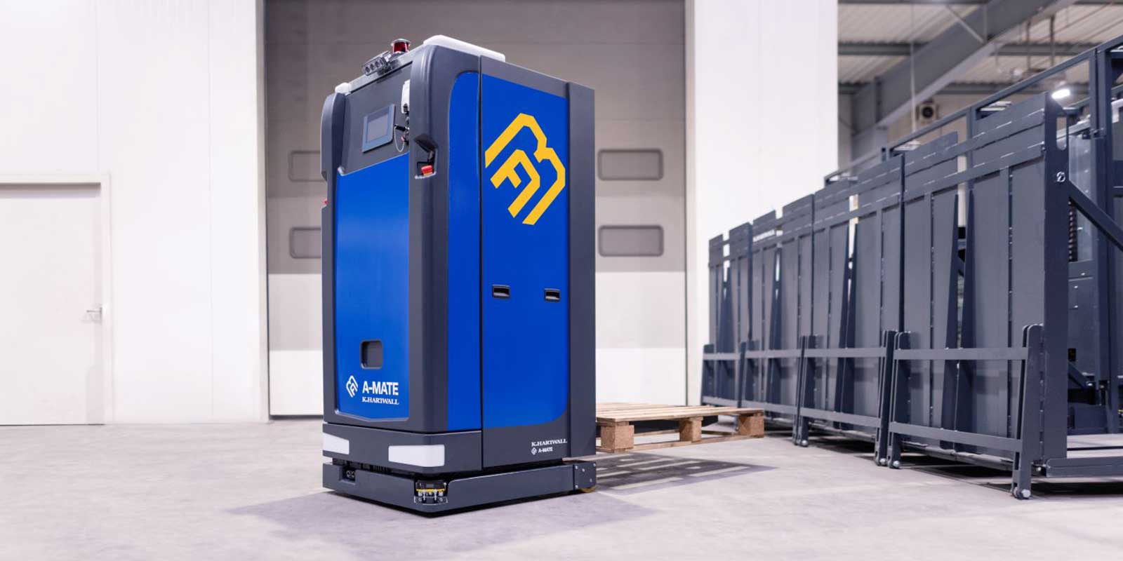 A-MATE are intelligent mobile robots from K. Hartwall designed to transport logistic units in production and logistics environments like warehouses and sorting centers without the need for an onboard operator or driver. The A-MATE Counter is a counterbalanced AMR with cantilevered forks and counterweight to handle closed pallets and lattice boxes. The turning radius of 110 inches, combined with the bidirectional drive, allows agile movement and turning, even in tight spaces. With a powerful electric free lift, it can pick up and drop off a maximum load of 2,200 pounds, both from the floor and from shelves and conveyors, up to a height of three feet. As an intelligent mobile robot, A-MATE Counter takes over standardized, repetitive tasks from employees and ensures autonomous and reliable execution 24/7. K. Hartwall, Booth N7900