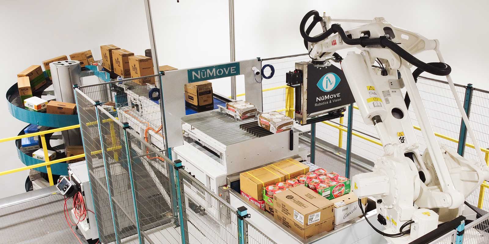 NūBotik MixPal is a robotic mixed SKU palletizing offering designed and engineered by NūMove Robotics & Vision. This palletizer, powered by the NūLogik proprietary software for appliance hosting, can achieve rates of up to 800 products per hour with only one robot. It’s tailored for mid-sized and large warehouses and distribution centers. Additional units can be added as customer demand grows, and the system’s compact footprint facilitates its installation almost anywhere. This robotic system builds stable and store-ready mixed pallets using advanced cubing software to optimize the loads. It considers various stacking rules such as product type, dimensions, density, weight and crushability, all while ensuring compliance with store constraints (aisle-ready). The pallet handling process is fully automated, and NūMove’s peripheral equipment is designed to accommodate various pallet types, including CHEP, PECO, GMA and several plastic ones. NūMove Robotics & Vision, Booth N6158