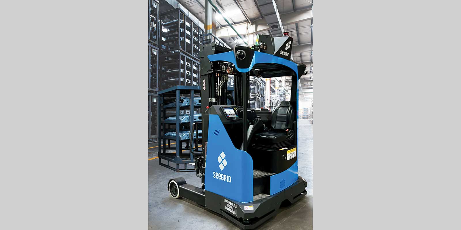 The Seegrid Lift CR1 autonomous lift truck is engineered for power and precision. Its 15-foot lift height and 4,000-pound capacity handles the heaviest loads with ease. Seegrid’s infrastructure-free autonomous navigation technology can safely and reliably navigate even the most dynamic environments, eliminating costly implementation requirements. Its unique Sliding Scale Autonomy blends the agility of AMRs and the predictability of AGVs to allow the truck to navigate differently based on what is best suited for the specific customer application at hand. Whether performing long-haul routes or dynamically executing picks and drops and parts to line applications, the CR1 provides both the predictability and agility required by modern manufacturing, warehousing and logistics environments. Equipped with lidar-based SLAM technology, the CR1 plans dynamic routes based on real-time perception feedback without concern for map aging, ensuring reliable picks and drops without explicit training. Seegrid, Booth N6742