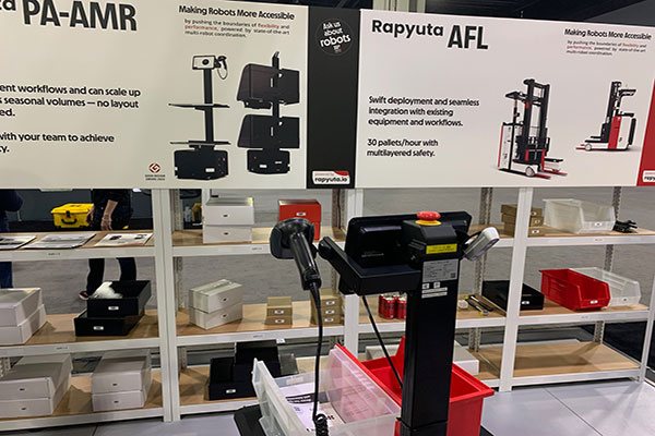 Rapyuta Robotics was running a demonstration with its PA-ARM on the show floor, and has plans to debut its ASRS and automated forklift models in North America by the end of 2024.