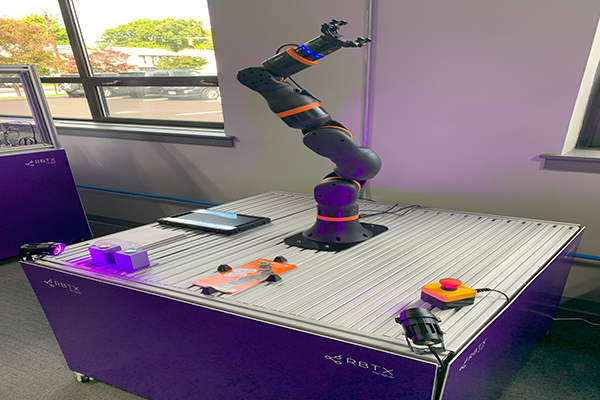 igus is developing its own robots in North America. On display here is a robot arm at its expanded robotics campus in Rumford, R.I. 