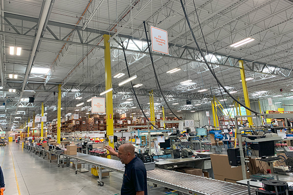 ​The igus headquarters also includes its shipping and receiving warehouse. The facility is largely human, but the company is researching ways to incorporate automation from its robotics department to automate warehouse processes.